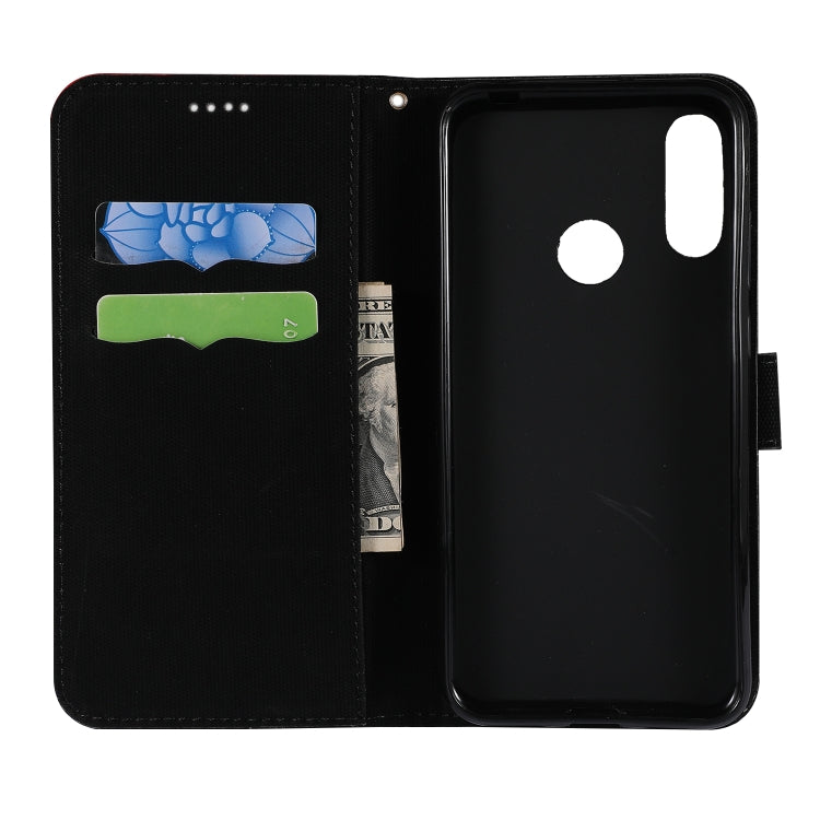 Fabric Stitching Embroidery Horizontal Flip Leather Case With Holder & Card Slots & Wallet for Huawei Y6 Pro 2019