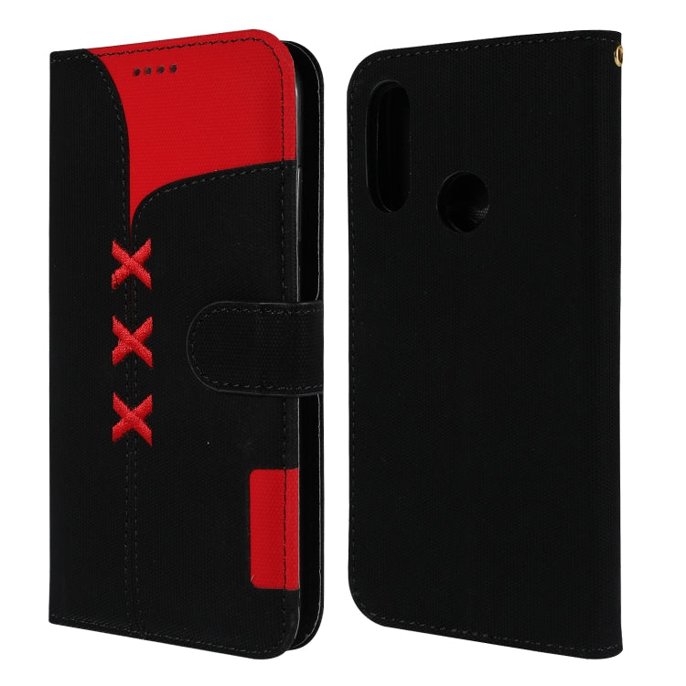Fabric Stitching Embroidery Horizontal Flip Leather Case With Holder & Card Slots & Wallet for Huawei Y6 Pro 2019