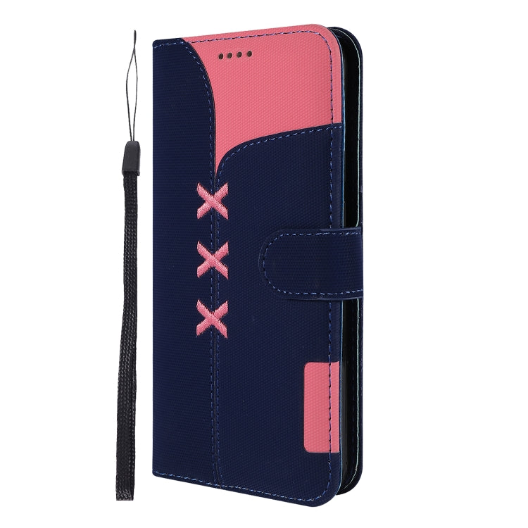 Fabric Stitching Embroidery Horizontal Flip Leather Case With Holder & Card Slots & Wallet for Huawei Y6 Pro 2019