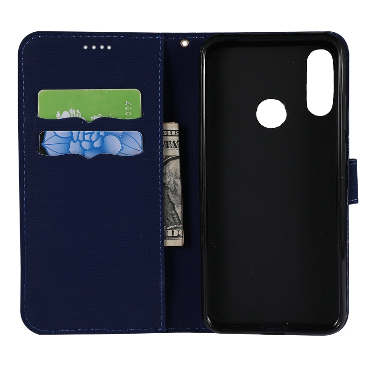 Fabric Stitching Embroidery Horizontal Flip Leather Case With Holder & Card Slots & Wallet for Huawei Y6 Pro 2019