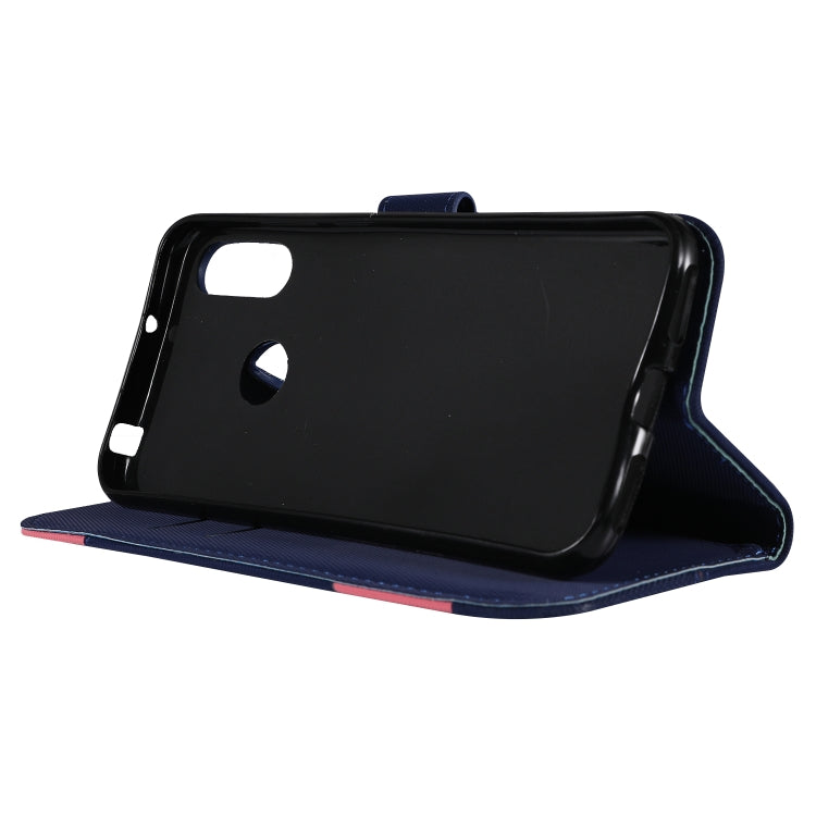 Fabric Stitching Embroidery Horizontal Flip Leather Case With Holder & Card Slots & Wallet for Huawei Y6 Pro 2019