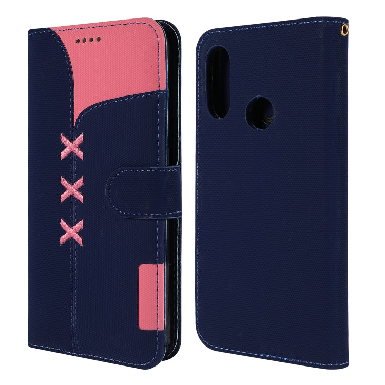 Fabric Stitching Embroidery Horizontal Flip Leather Case With Holder & Card Slots & Wallet for Huawei Y6 Pro 2019