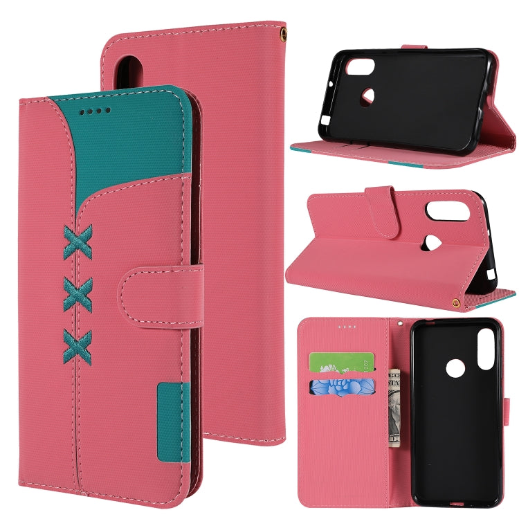 Fabric Stitching Embroidery Horizontal Flip Leather Case With Holder & Card Slots & Wallet for Huawei Y6 Pro 2019