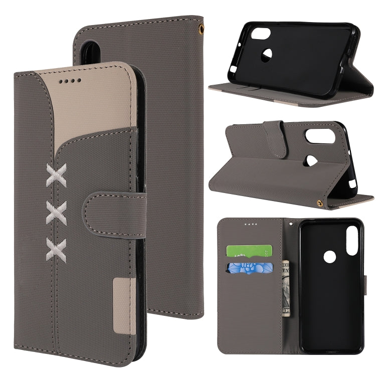 Fabric Stitching Embroidery Horizontal Flip Leather Case With Holder & Card Slots & Wallet for Huawei Y6 Pro 2019