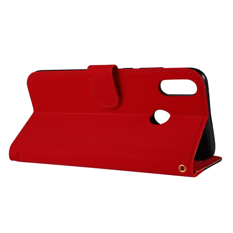 Fabric Stitching Embroidery Horizontal Flip Leather Case With Holder & Card Slots & Wallet for Huawei Y9 2019