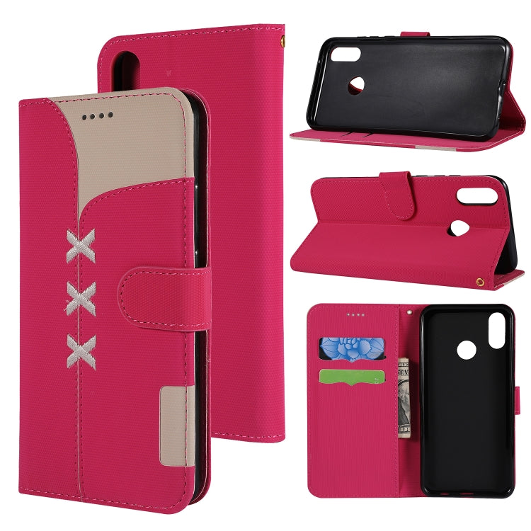 Fabric Stitching Embroidery Horizontal Flip Leather Case With Holder & Card Slots & Wallet for Huawei Y9 2019