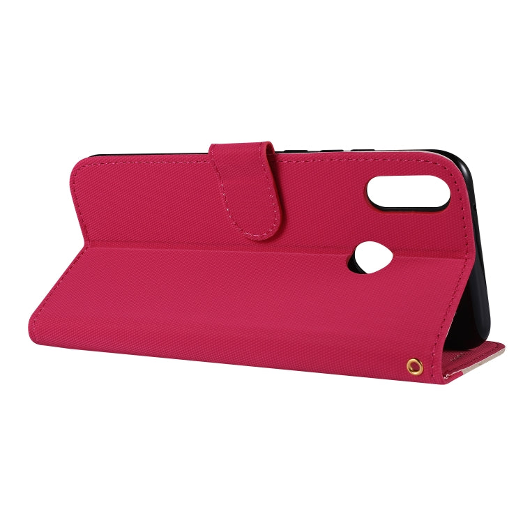 Fabric Stitching Embroidery Horizontal Flip Leather Case With Holder & Card Slots & Wallet for Huawei Y9 2019