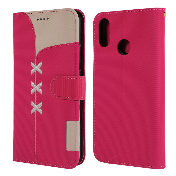 Fabric Stitching Embroidery Horizontal Flip Leather Case With Holder & Card Slots & Wallet for Huawei Y9 2019