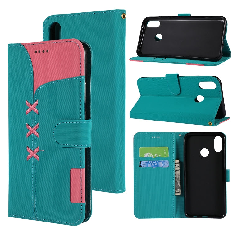 Fabric Stitching Embroidery Horizontal Flip Leather Case With Holder & Card Slots & Wallet for Huawei Y9 2019