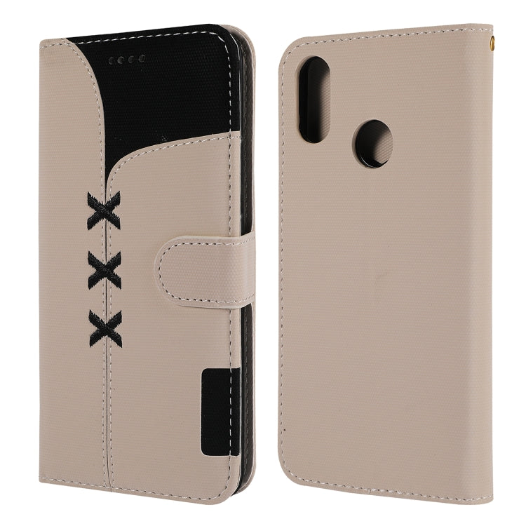 Fabric Stitching Embroidery Horizontal Flip Leather Case With Holder & Card Slots & Wallet for Huawei Y9 2019