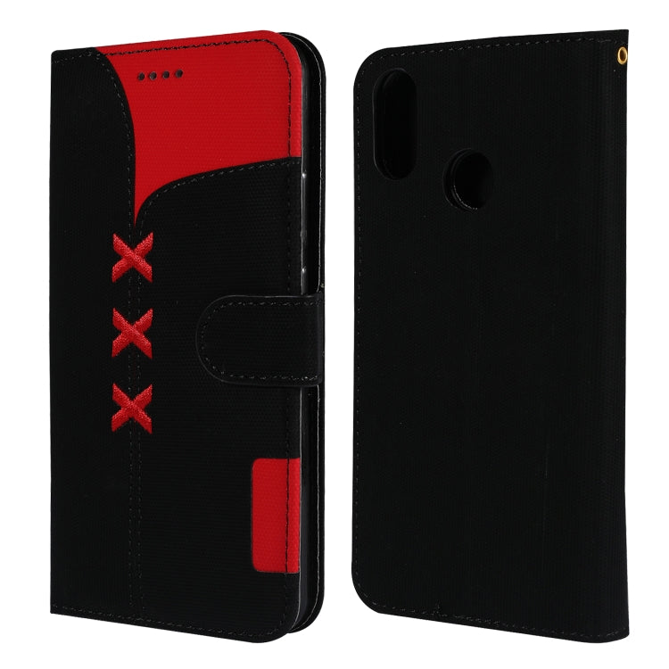 Fabric Stitching Embroidery Horizontal Flip Leather Case With Holder & Card Slots & Wallet for Huawei Y9 2019