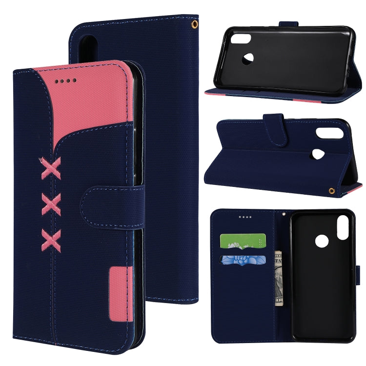 Fabric Stitching Embroidery Horizontal Flip Leather Case With Holder & Card Slots & Wallet for Huawei Y9 2019