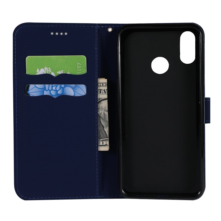 Fabric Stitching Embroidery Horizontal Flip Leather Case With Holder & Card Slots & Wallet for Huawei Y9 2019