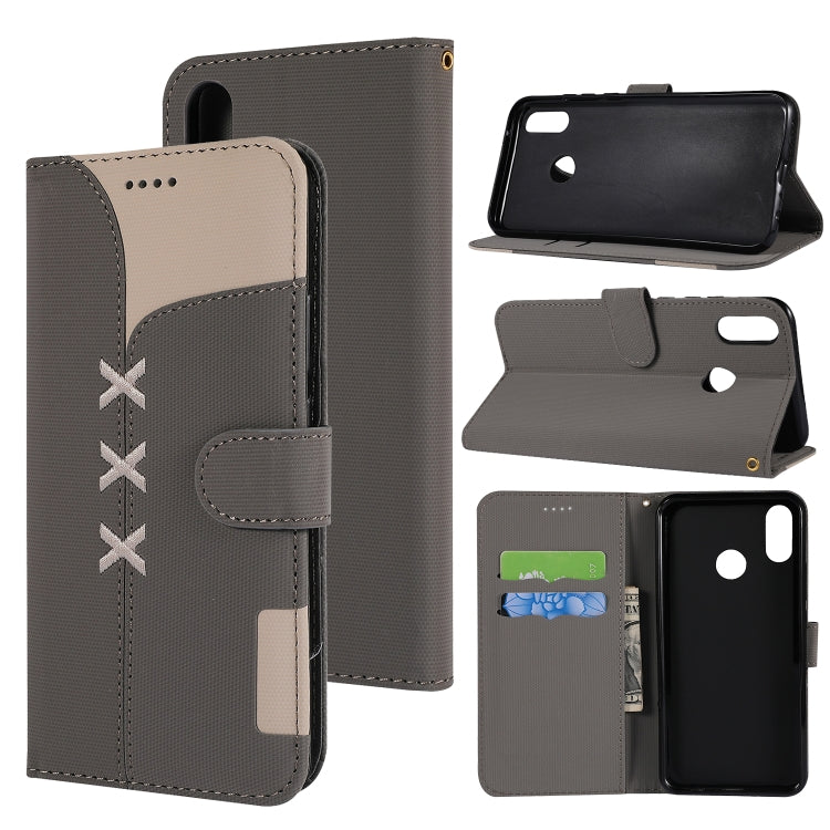 Fabric Stitching Embroidery Horizontal Flip Leather Case With Holder & Card Slots & Wallet for Huawei Y9 2019