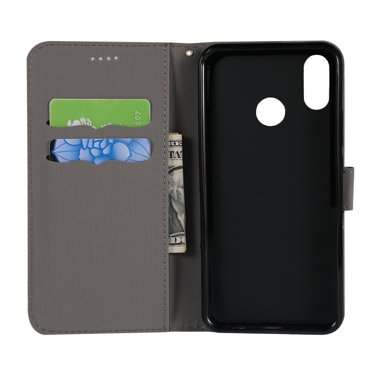 Fabric Stitching Embroidery Horizontal Flip Leather Case With Holder & Card Slots & Wallet for Huawei Y9 2019