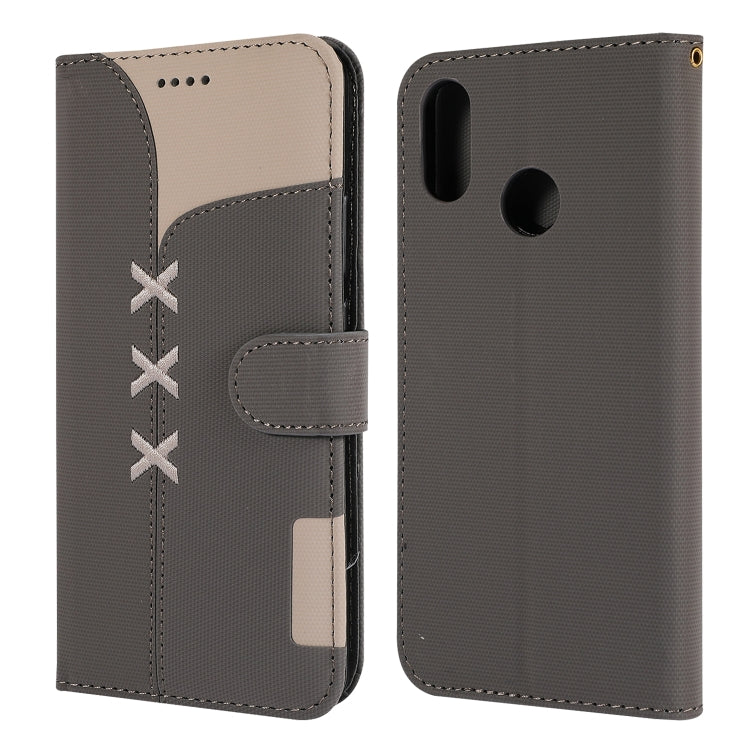 Fabric Stitching Embroidery Horizontal Flip Leather Case With Holder & Card Slots & Wallet for Huawei Y9 2019