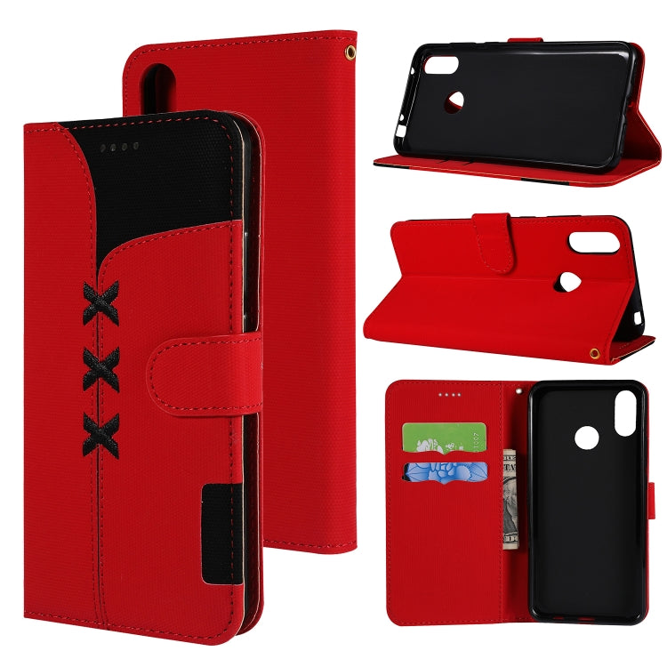 Fabric Stitching Embroidery Horizontal Flip Leather Case With Holder & Card Slots & Wallet for Huawei Y7 Prime / Y7