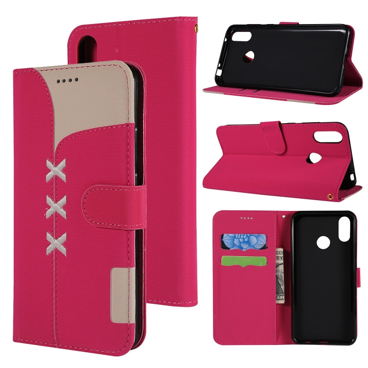 Fabric Stitching Embroidery Horizontal Flip Leather Case With Holder & Card Slots & Wallet for Huawei Y7 Prime / Y7