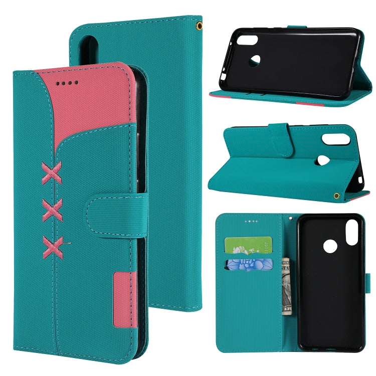Fabric Stitching Embroidery Horizontal Flip Leather Case With Holder & Card Slots & Wallet for Huawei Y7 Prime / Y7