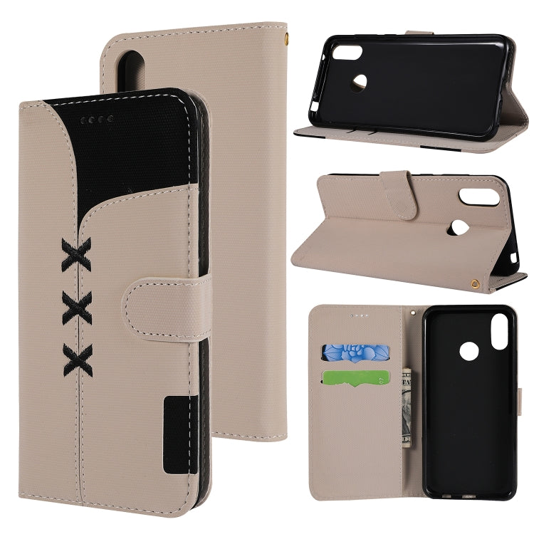 Fabric Stitching Embroidery Horizontal Flip Leather Case With Holder & Card Slots & Wallet for Huawei Y7 Prime / Y7
