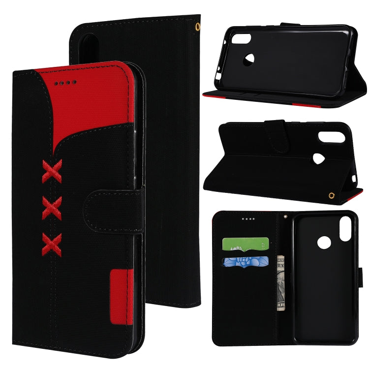 Fabric Stitching Embroidery Horizontal Flip Leather Case With Holder & Card Slots & Wallet for Huawei Y7 Prime / Y7