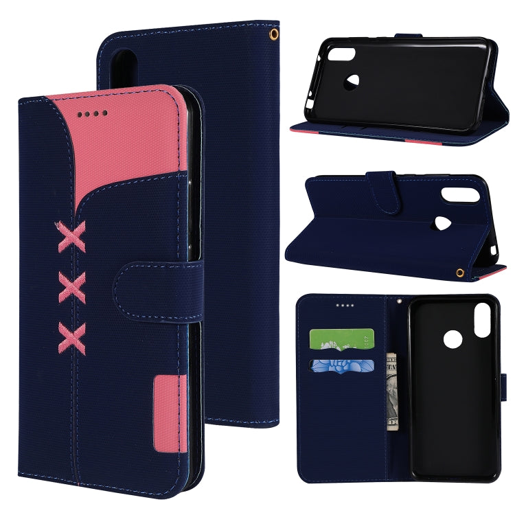 Fabric Stitching Embroidery Horizontal Flip Leather Case With Holder & Card Slots & Wallet for Huawei Y7 Prime / Y7