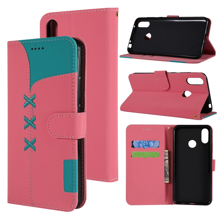 Fabric Stitching Embroidery Horizontal Flip Leather Case With Holder & Card Slots & Wallet for Huawei Y7 Prime / Y7
