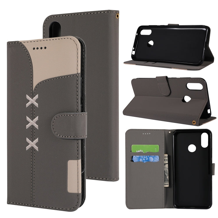 Fabric Stitching Embroidery Horizontal Flip Leather Case With Holder & Card Slots & Wallet for Huawei Y7 Prime / Y7