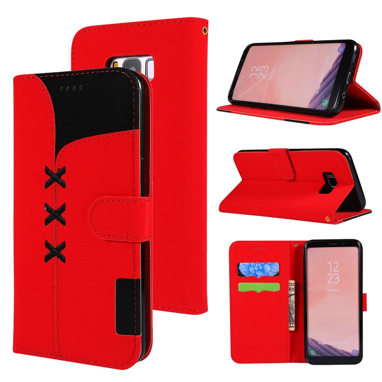 Fabric Stitching Embroidery Horizontal Flip Leather Case With Holder & Card Slots & Wallet for Galaxy S8