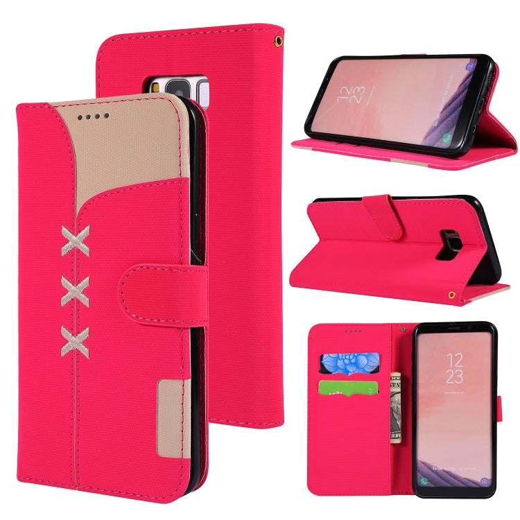 Fabric Stitching Embroidery Horizontal Flip Leather Case With Holder & Card Slots & Wallet for Galaxy S8