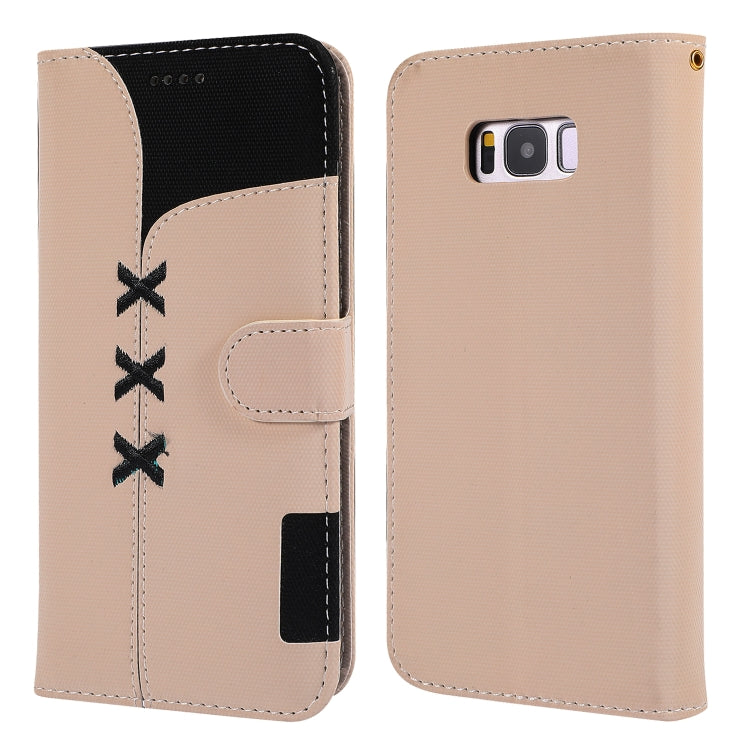 Fabric Stitching Embroidery Horizontal Flip Leather Case With Holder & Card Slots & Wallet for Galaxy S8