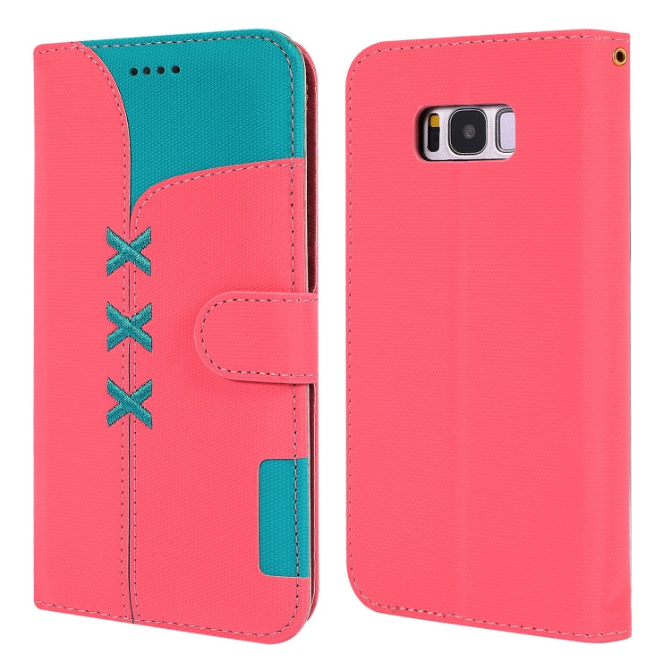 Fabric Stitching Embroidery Horizontal Flip Leather Case With Holder & Card Slots & Wallet for Galaxy S8