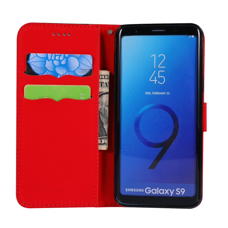 Fabric Stitching Embroidery Horizontal Flip Leather Case With Holder & Card Slots & Wallet for Galaxy S9