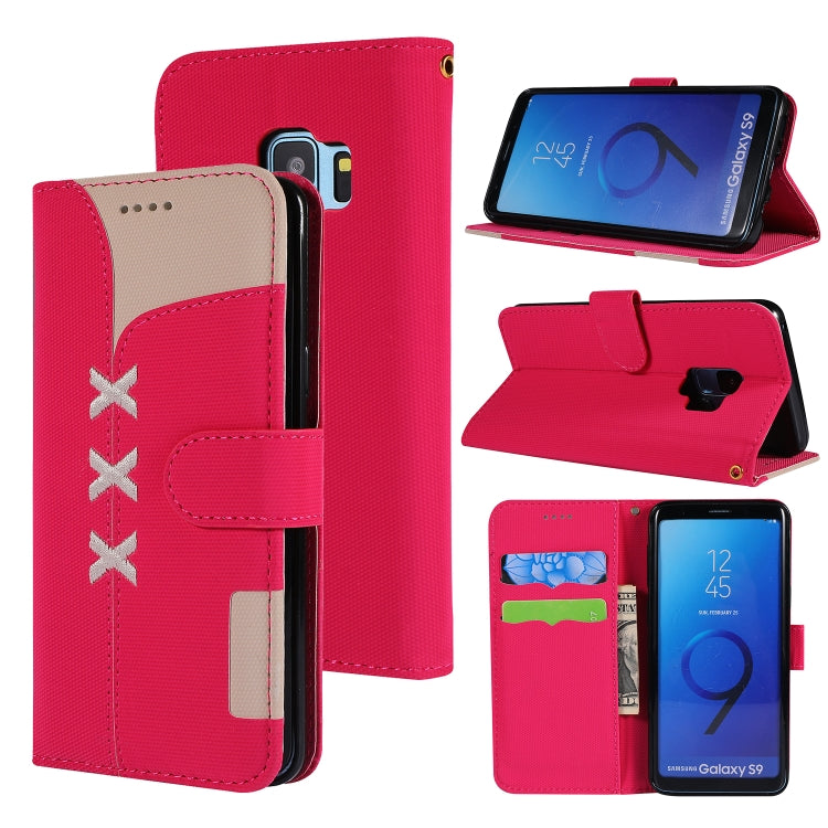 Fabric Stitching Embroidery Horizontal Flip Leather Case With Holder & Card Slots & Wallet for Galaxy S9