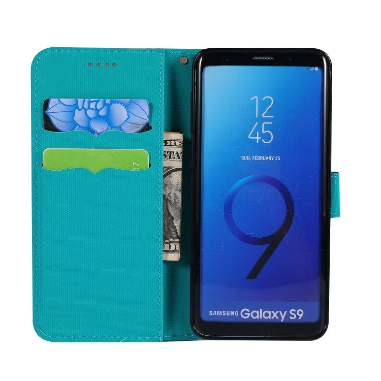 Fabric Stitching Embroidery Horizontal Flip Leather Case With Holder & Card Slots & Wallet for Galaxy S9