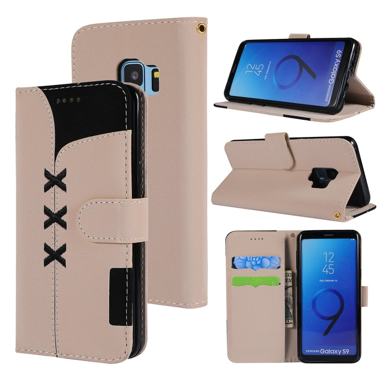 Fabric Stitching Embroidery Horizontal Flip Leather Case With Holder & Card Slots & Wallet for Galaxy S9