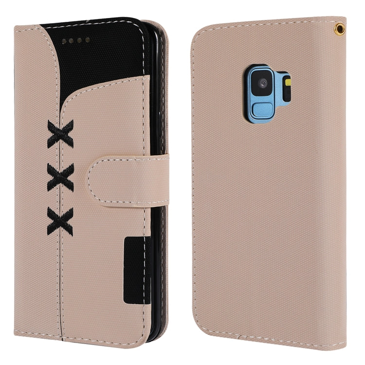 Fabric Stitching Embroidery Horizontal Flip Leather Case With Holder & Card Slots & Wallet for Galaxy S9