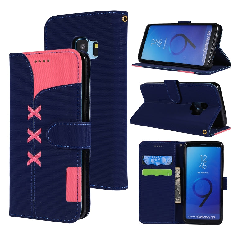 Fabric Stitching Embroidery Horizontal Flip Leather Case With Holder & Card Slots & Wallet for Galaxy S9