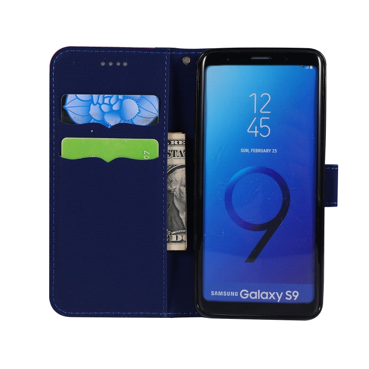 Fabric Stitching Embroidery Horizontal Flip Leather Case With Holder & Card Slots & Wallet for Galaxy S9