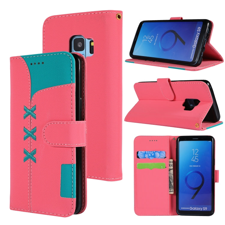 Fabric Stitching Embroidery Horizontal Flip Leather Case With Holder & Card Slots & Wallet for Galaxy S9