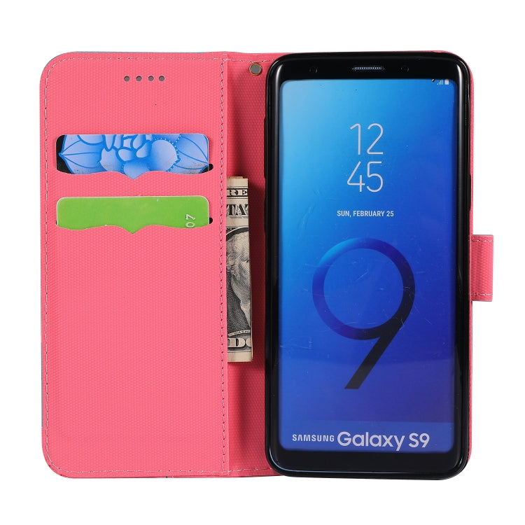 Fabric Stitching Embroidery Horizontal Flip Leather Case With Holder & Card Slots & Wallet for Galaxy S9