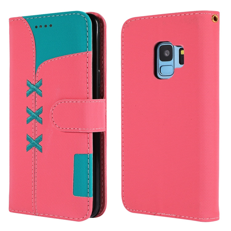 Fabric Stitching Embroidery Horizontal Flip Leather Case With Holder & Card Slots & Wallet for Galaxy S9