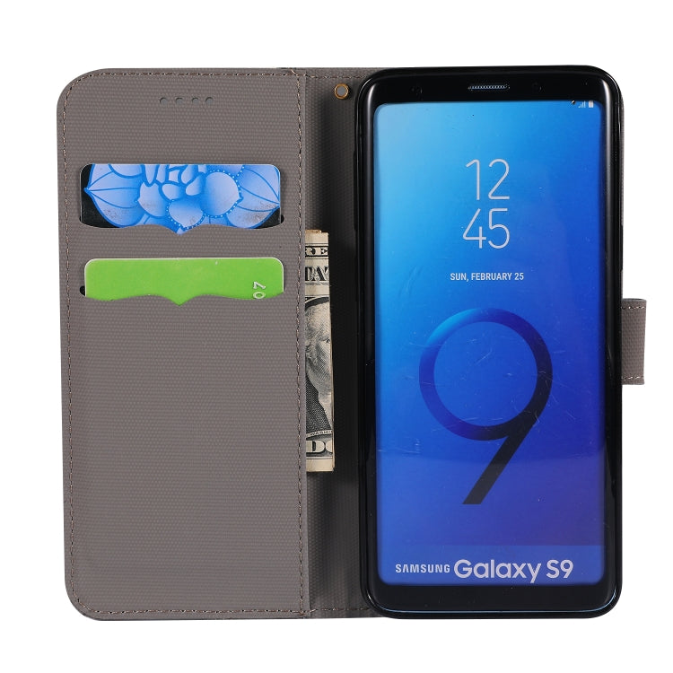 Fabric Stitching Embroidery Horizontal Flip Leather Case With Holder & Card Slots & Wallet for Galaxy S9