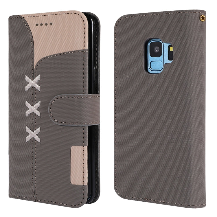 Fabric Stitching Embroidery Horizontal Flip Leather Case With Holder & Card Slots & Wallet for Galaxy S9