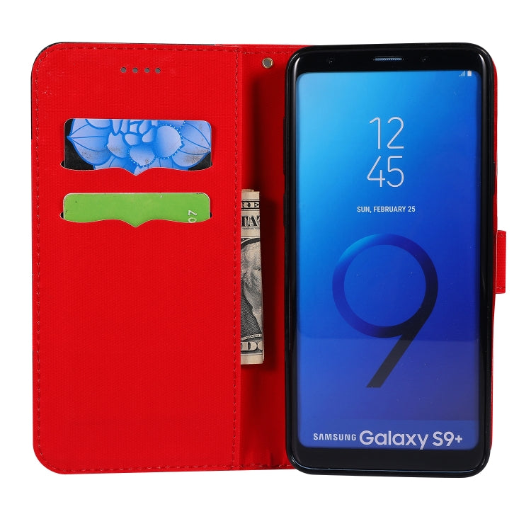 Fabric Stitching Embroidery Horizontal Flip Leather Case With Holder & Card Slots & Wallet for Galaxy S9+