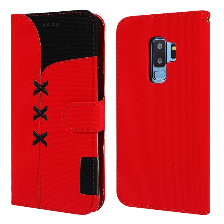 Fabric Stitching Embroidery Horizontal Flip Leather Case With Holder & Card Slots & Wallet for Galaxy S9+