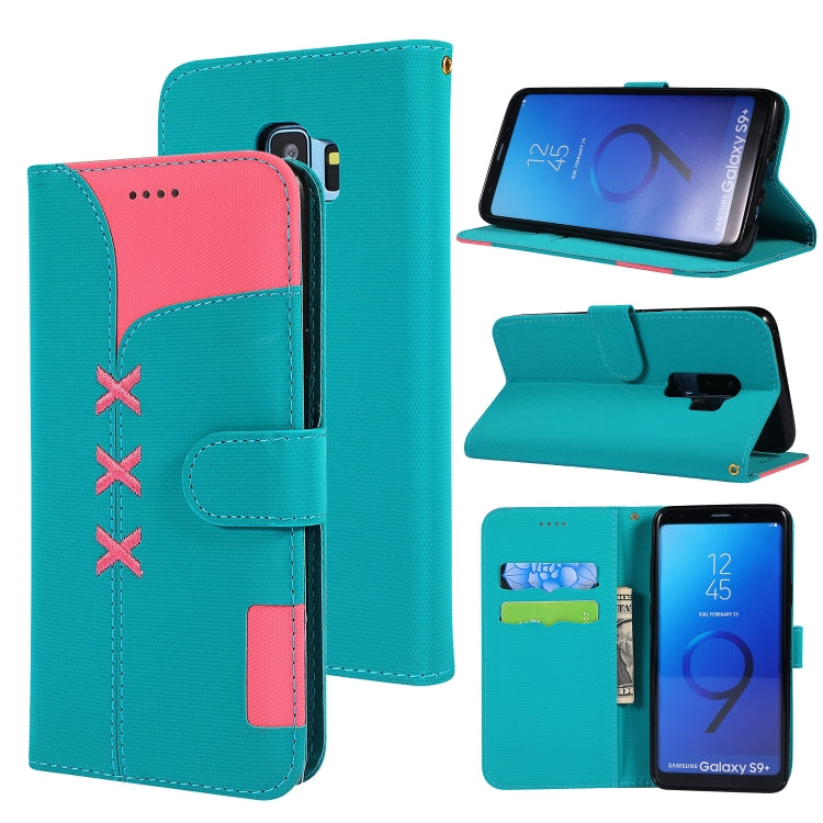 Fabric Stitching Embroidery Horizontal Flip Leather Case With Holder & Card Slots & Wallet for Galaxy S9+