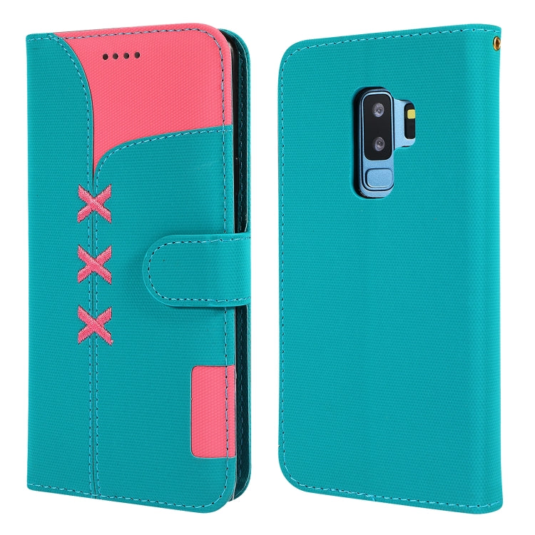 Fabric Stitching Embroidery Horizontal Flip Leather Case With Holder & Card Slots & Wallet for Galaxy S9+