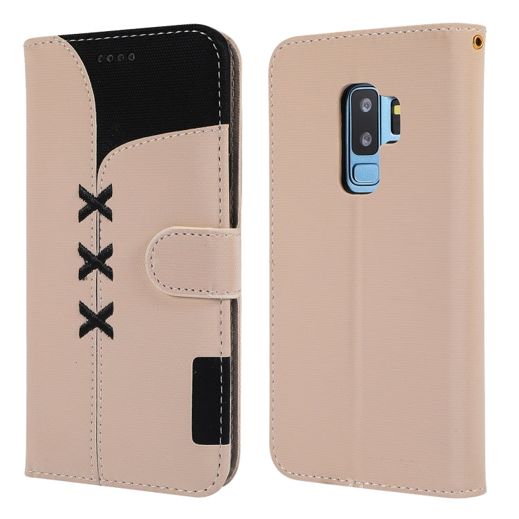 Fabric Stitching Embroidery Horizontal Flip Leather Case With Holder & Card Slots & Wallet for Galaxy S9+