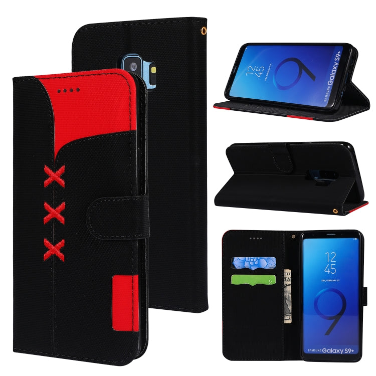 Fabric Stitching Embroidery Horizontal Flip Leather Case With Holder & Card Slots & Wallet for Galaxy S9+